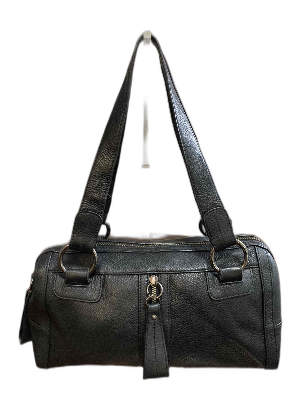 Kenneth Cole Reaction Textured Leather Front Center Zip Shoulder Bag